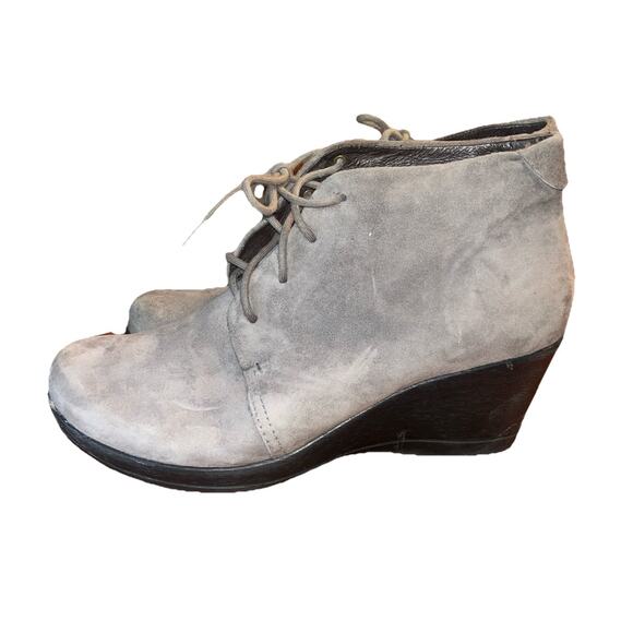 Dansko Renee Gray Suede Lace Up Wedge Bootie Size 42 - Picture 1 of 5